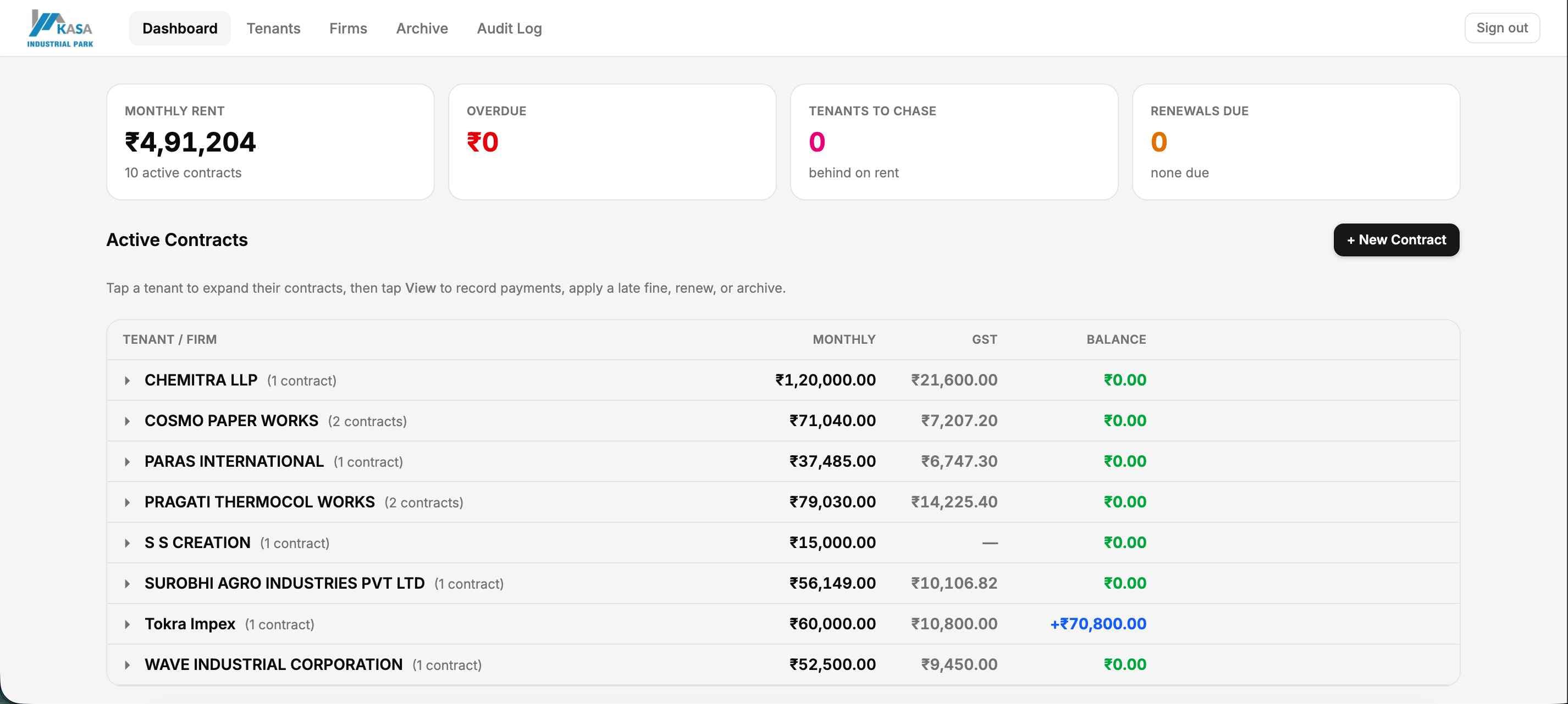 Kasa Warehouse Rent Tracker